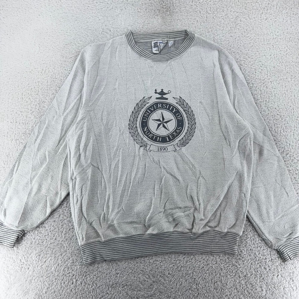 vintage 90s UNIVERSITY OF NORTH TEXAS CREWNECK SWEATSHIRT‎ LARGE mean green